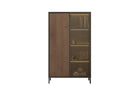 Bellagio 2 Door 100cm Glass Display Cabinet - Grey and Mercure Oak - FurniComp