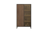 Bellagio 2 Door 100cm Glass Display Cabinet - Grey and Mercure Oak - FurniComp