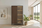 Bellagio 2 Door 100cm Glass Display Cabinet - Grey and Mercure Oak - FurniComp