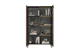 Bellagio 2 Door 100cm Glass Display Cabinet - Grey and Mercure Oak - FurniComp