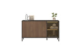 Bellagio 3 Door 150cm Ridged Sideboard with Glass Doors - Grey and Mercure Oak - FurniComp