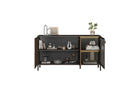 Bellagio 3 Door 150cm Ridged Sideboard with Glass Doors - Grey and Mercure Oak - FurniComp