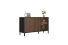Bellagio 3 Door 150cm Ridged Sideboard with Glass Doors - Grey and Mercure Oak - FurniComp