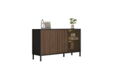 Bellagio 3 Door 150cm Ridged Sideboard with Glass Doors - Grey and Mercure Oak - FurniComp
