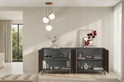 Bellagio 4 Door 200cm Ridged Sideboard – Grey and Mercure Oak - FurniComp