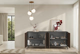 Bellagio 4 Door 200cm Ridged Sideboard – Grey and Mercure Oak - FurniComp