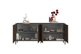 Bellagio 4 Door 200cm Ridged Sideboard – Grey and Mercure Oak - FurniComp