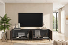 Bellagio 4 Door 200cm Ridged TV Stand - Grey and Mercure Oak - FurniComp
