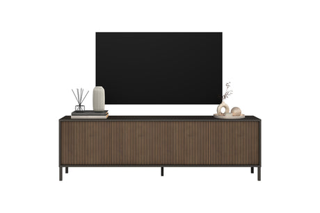 Bellagio 4 Door 200cm Ridged TV Stand - Grey and Mercure Oak - FurniComp