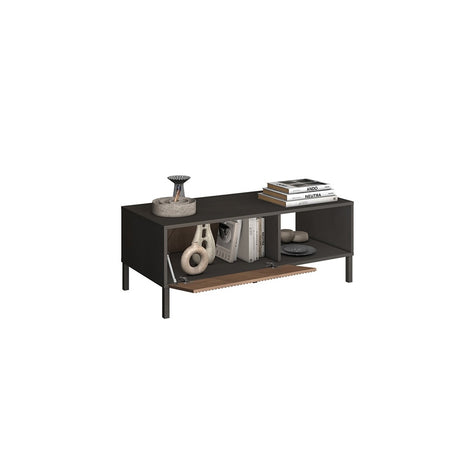 Bellagio Ridged Coffee Table with Door - Grey and Mercure Oak - FurniComp