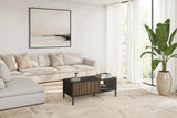 Bellagio Ridged Coffee Table with Door - Grey and Mercure Oak - FurniComp