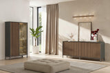 Bellagio 4 Door 200cm Ridged Sideboard – Grey and Mercure Oak - FurniComp
