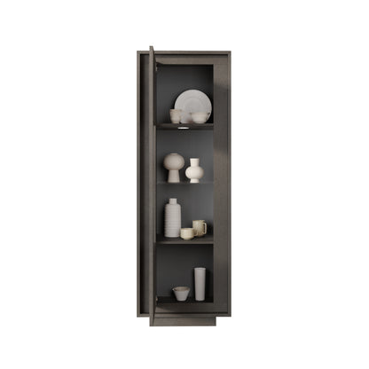 Berlin 1 Door 67cm Grey Glass Display Cabinet - FurniComp