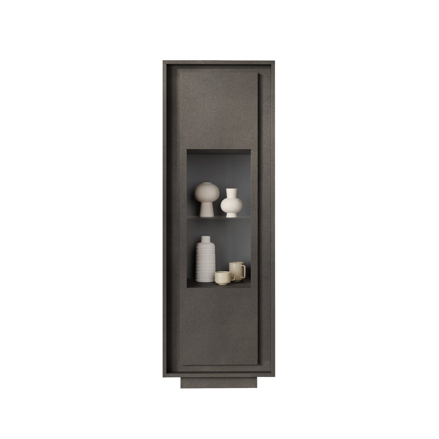 Berlin 1 Door 67cm Grey Glass Display Cabinet - FurniComp