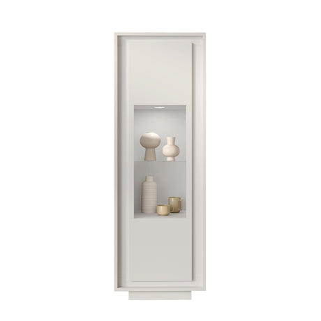 Berlin 1 Door 67cm Matt White Glass Display Cabinet - FurniComp