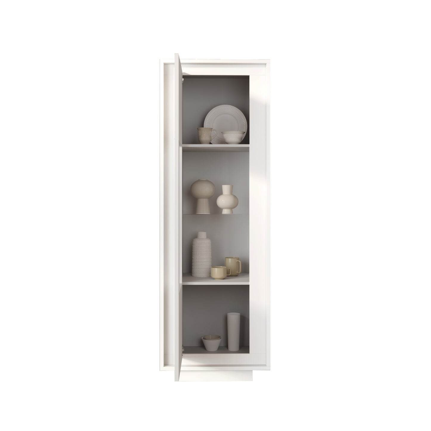 Berlin 1 Door 67cm Matt White Glass Display Cabinet - FurniComp