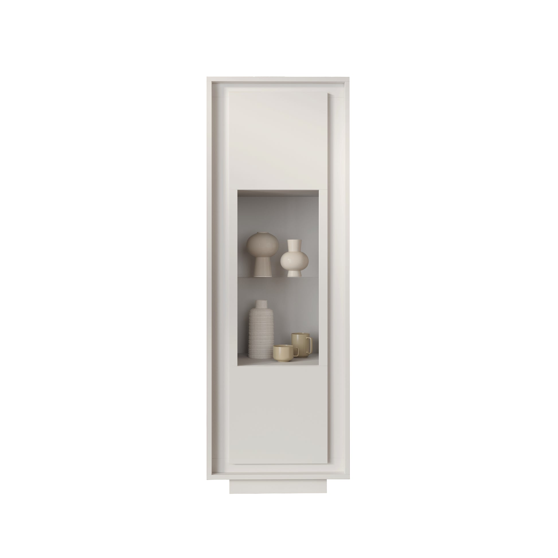 Berlin 1 Door 67cm Matt White Glass Display Cabinet - FurniComp