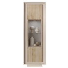 Berlin 1 Door 67cm Cashmere and Cadiz Oak Glass Display Cabinet - FurniComp