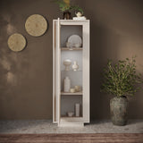 Berlin 1 Door 67cm Cashmere Glass Display Cabinet - FurniComp