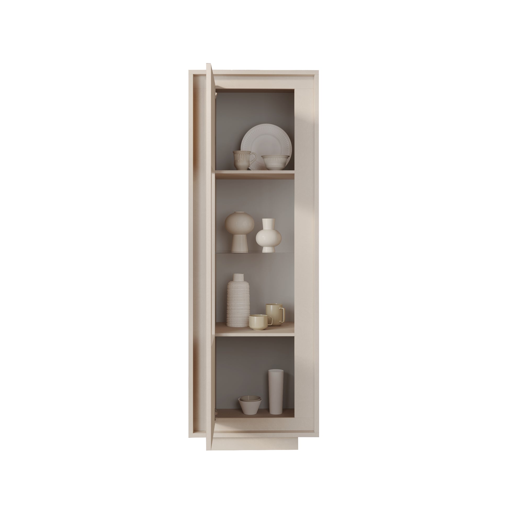 Berlin 1 Door 67cm Cashmere Glass Display Cabinet - FurniComp