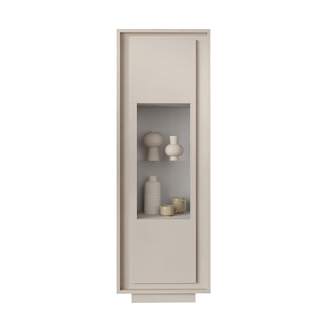 Berlin 1 Door 67cm Cashmere Glass Display Cabinet - FurniComp