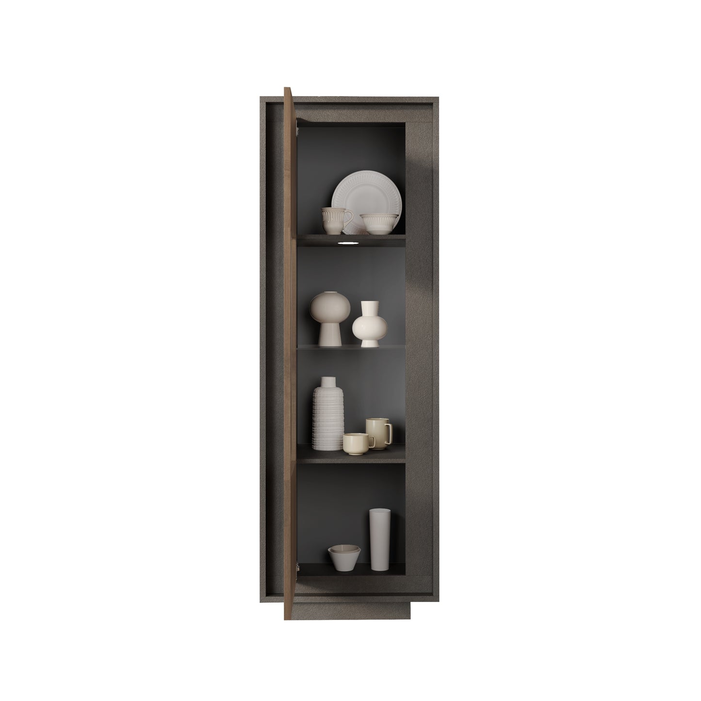 Berlin 1 Door 67cm Grey and Mercure Oak Glass Display Cabinet - FurniComp