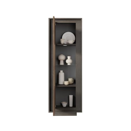 Berlin 1 Door 67cm Grey and Mercure Oak Glass Display Cabinet - FurniComp