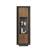 Berlin 1 Door 67cm Grey and Mercure Oak Glass Display Cabinet - FurniComp