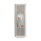 Berlin 1 Door 67cm Matt White and Concrete Grey Glass Display Cabinet - FurniComp