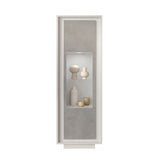 Berlin 1 Door 67cm Matt White and Concrete Grey Glass Display Cabinet - FurniComp
