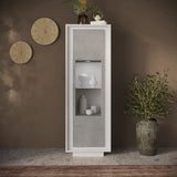 Berlin 1 Door 67cm Matt White and Concrete Grey Glass Display Cabinet - FurniComp