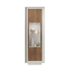 Berlin 1 Door 67cm Matt White and Mercure Oak Glass Display Cabinet - FurniComp