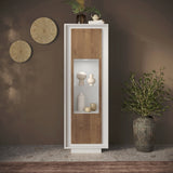 Berlin 1 Door 67cm Matt White and Mercure Oak Glass Display Cabinet - FurniComp