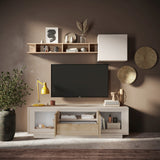 Berlin 2 Door 1 Drawer 180cm Cashmere and Cadiz Oak TV Stand - FurniComp