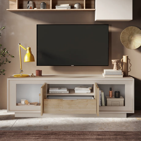 Berlin 2 Door 1 Drawer 180cm Cashmere and Cadiz Oak TV Stand - FurniComp