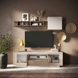 Berlin 2 Door 1 Drawer 180cm Cashmere and Mercure Oak TV Stand - FurniComp
