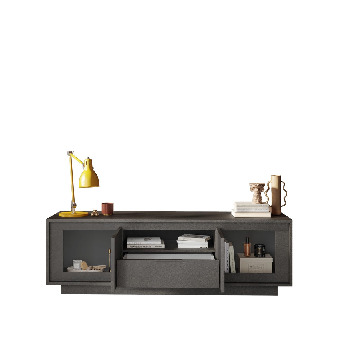 Berlin 2 Door 1 Drawer 180cm Grey TV Stand - FurniComp