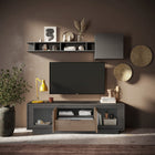 Berlin 2 Door 1 Drawer 180cm Grey and Mercure Oak TV Stand - FurniComp