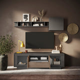 Berlin 2 Door 1 Drawer 180cm Grey and Mercure Oak TV Stand - FurniComp