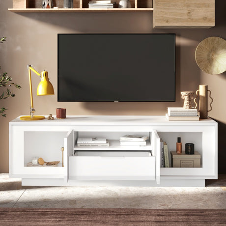 Berlin 2 Door 1 Drawer 180cm Matt White TV Stand - FurniComp