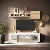Berlin 2 Door 1 Drawer 180cm Matt White and Cadiz Oak Oak TV Stand - FurniComp