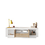 Berlin 2 Door 1 Drawer 180cm Matt White and Cadiz Oak Oak TV Stand - FurniComp