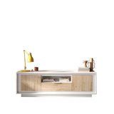 Berlin 2 Door 1 Drawer 180cm Matt White and Cadiz Oak Oak TV Stand - FurniComp