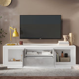Berlin 2 Door 1 Drawer 180cm Matt White and Concrete Grey TV Stand - FurniComp