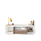 Berlin 2 Door 1 Drawer 180cm Matt White and Mercure Oak Oak TV Stand - FurniComp