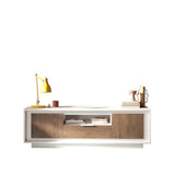 Berlin 2 Door 1 Drawer 180cm Matt White and Mercure Oak Oak TV Stand - FurniComp