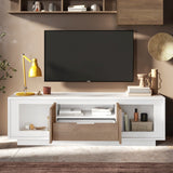 Berlin 2 Door 1 Drawer 180cm Matt White and Mercure Oak Oak TV Stand - FurniComp