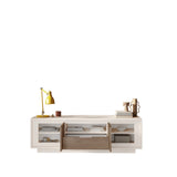 Berlin 2 Door 1 Drawer 180cm Cashmere and Mercure Oak TV Stand - FurniComp