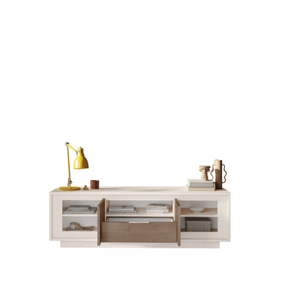 Berlin 2 Door 1 Drawer 180cm Cashmere and Mercure Oak TV Stand - FurniComp