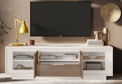 Berlin 2 Door 1 Drawer 180cm Cashmere and Mercure Oak TV Stand - FurniComp